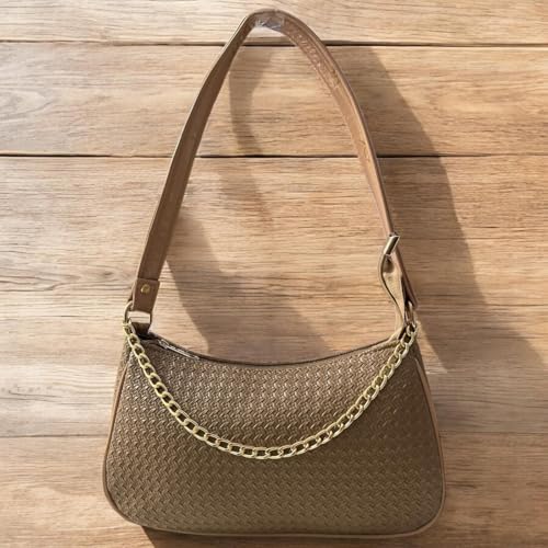Image of DAISY STAR Woven Textured Shoulder Bag with Gold Chain Detail II Shoulder Handbag for Girl & Women II