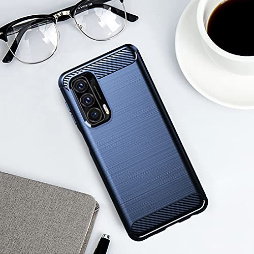 Osophter Moto Edge 2021 Case, 5G Uw, Flexible Tpu, 2Pcs Screen Protector, Shock-Absorption, Navy Blue #TOP6