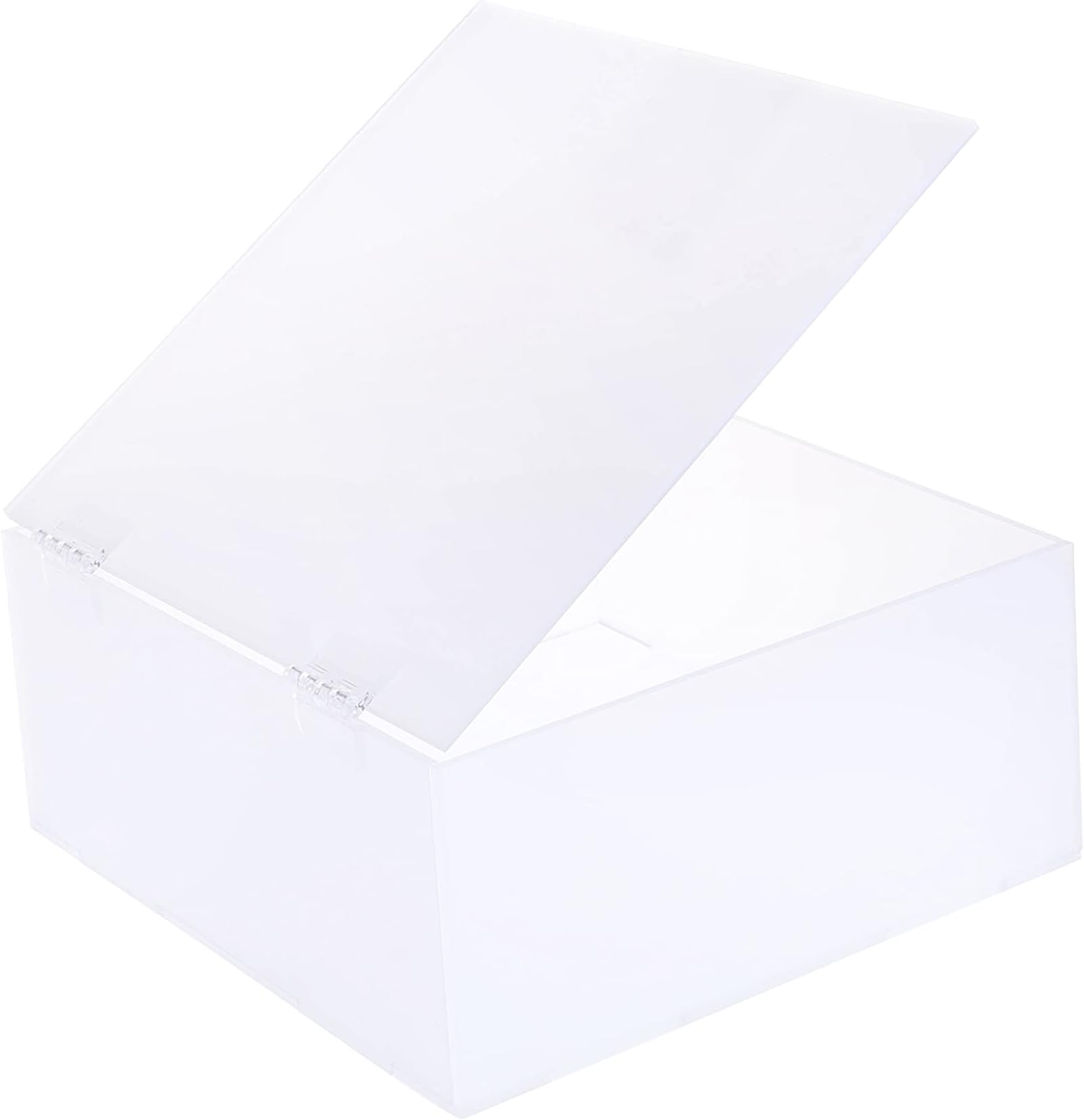 Acrylic Box - Fluorescent Display Box with Hinges โ Gift Showcase for Collectibles, Jewelries - Dustproof Protection Storage (10x10x5 cm, White)