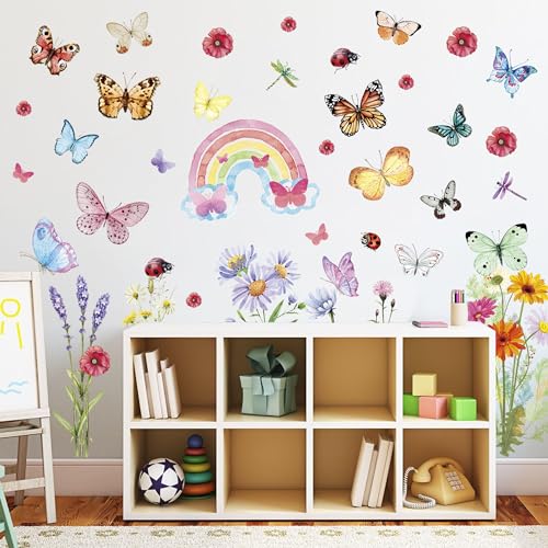 Sticker mural fleurs chrysanthèmes adhésif mat grand format