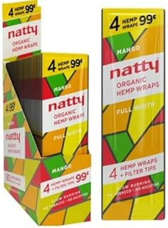 Natty Full Width Hemp Wraps 15 Packs Per Box 4 Wraps Per Pack Mango (1 Count)