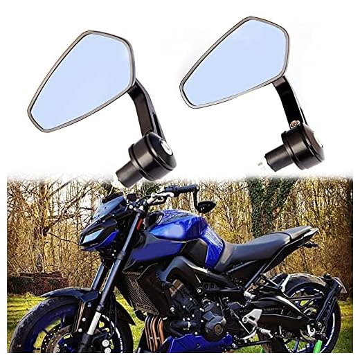 Universal CNC Motorcycle 7/8" Handle Bar End Oval Rearview Mirrors For Honda Yamaha Suzuki Sports Bike Street Fighter (Black#1)