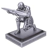 Amoysanli Knight Pen Holder Desk Organizers and Accessories Desk Decor Resin Pen Holder as Gift with a Cool Pen for Office and Home (Silver)