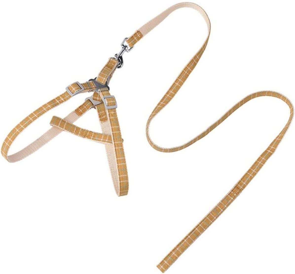 Guinzaglio Per Cani Plaid Pet Guinzaglio Cane Gatti Imbracatura Set Corda Da Passeggio Per Cani Collare Per Cani Chihuahua In Nylon Regolabile Cinturino Toracico Guinzaglio Per Cani Regolabile(Yellow,