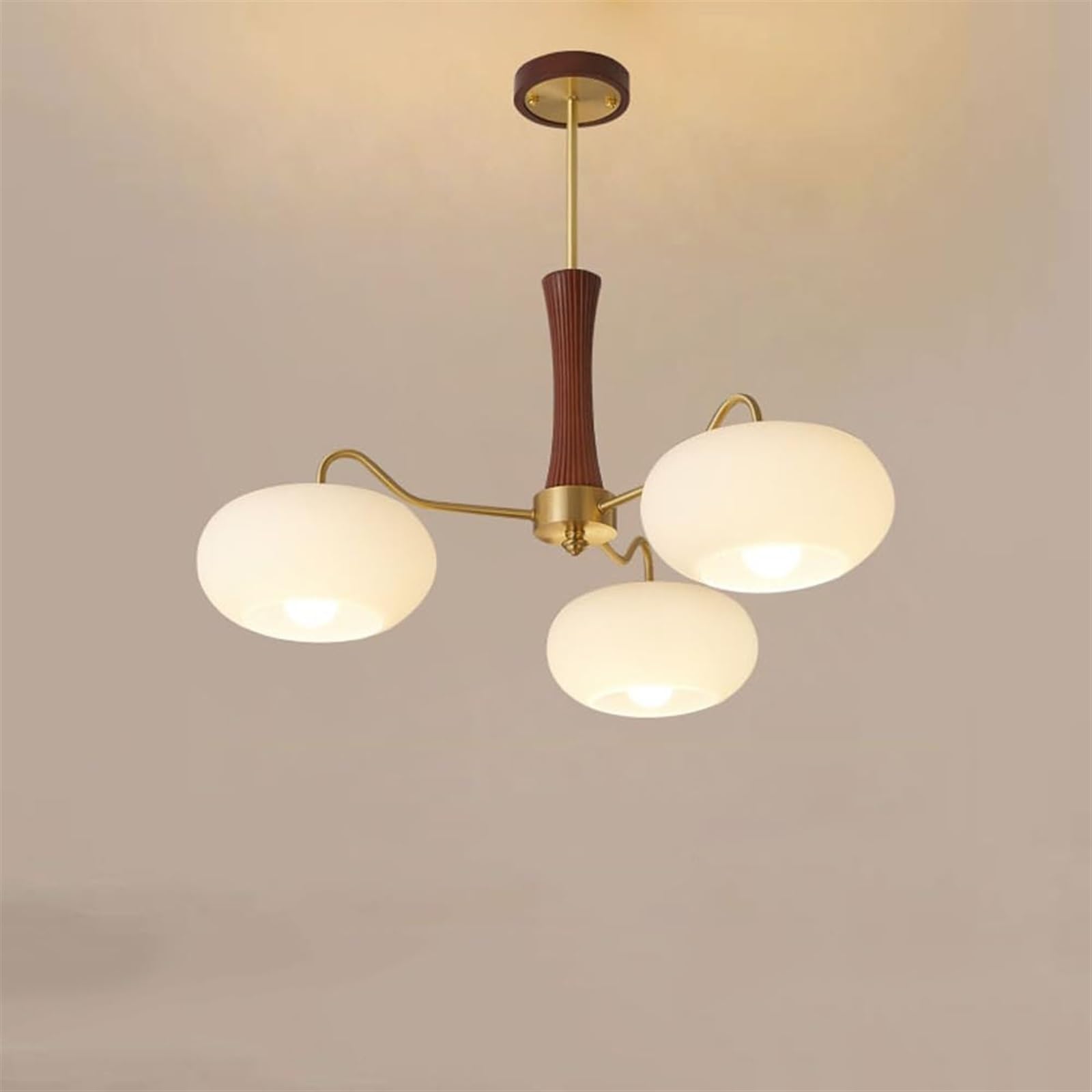Plafonnier 3 lampes anti-éblouissement en laiton antique pour salon et chambre