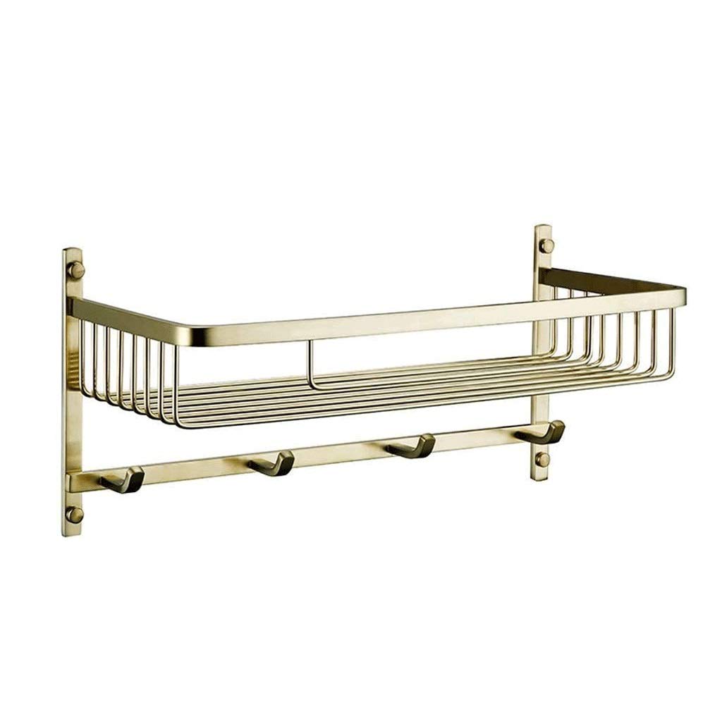 Étagère de douche dorée haut de gamme à 2 étages avec rack de stockage et porte-serviettes