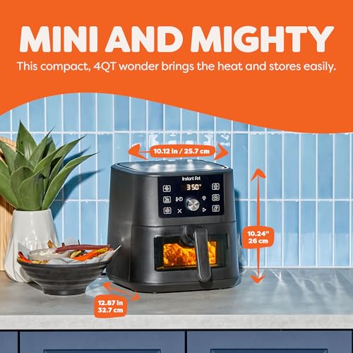 Instant Pot 4QT VORTEX 6-in-1 Mini Air Fryer, Air fry, Bake, Roast, Broil, Dehydrate or Reheat, Black, 4 Quarts