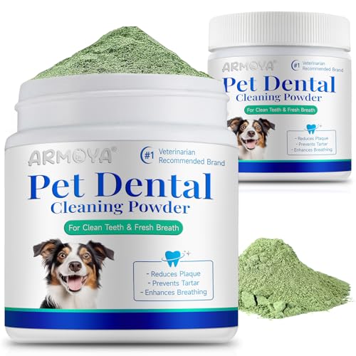 Dental Cleaning Powder for Dogs Cats, Targets Dog Plaque & Tartar Remover, Dental Care Ideal for Dogs Mouth Gum Health, Natural Breath Freshener to Help Plaque Off, Oral Care& Teeth Cleaning -100g