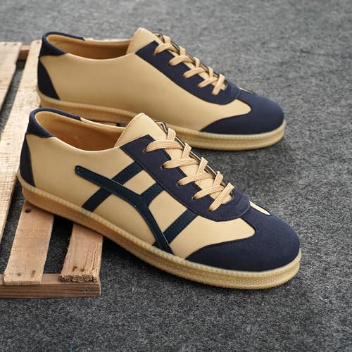 Image of Leatherkraft Men Low-Top Lace-Up Sneakers Tan