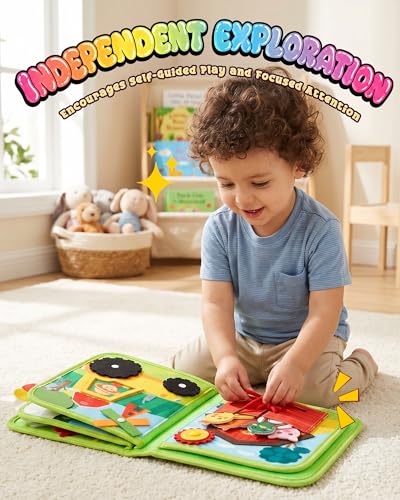 Image of Montessori Busy Book, 10-Page Sensory Activity Toy, Farm