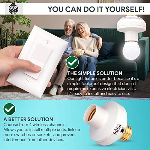 Xodus Innovations HW2165 Wireless Remote Control Light Switch And Socket Cap To Turn Lamps And Pull Chain Fixtures thumb #6