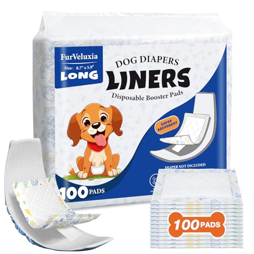 Image of Dog Diaper Liners for Male and Female Dogs(100ct), Super Absorbent Disposable Dog Diaper Booster Pads Inserts fit Most Reusable and Washable Pet Belly Band, Wraps