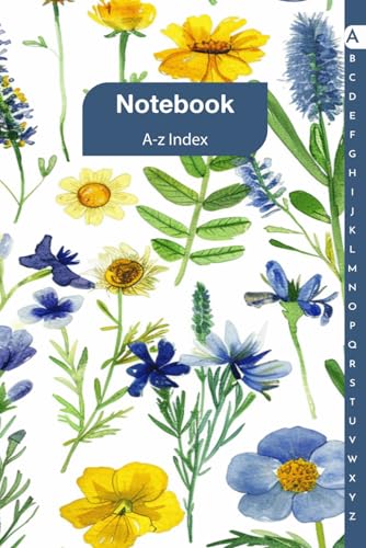 Notebook With Alphabet Index: Alphabetical Notebook With A To Z Tabs Printed | Lined Notebook Small | 4 Pages Per Letter | 105 Pages | A5 Size | Floral Design