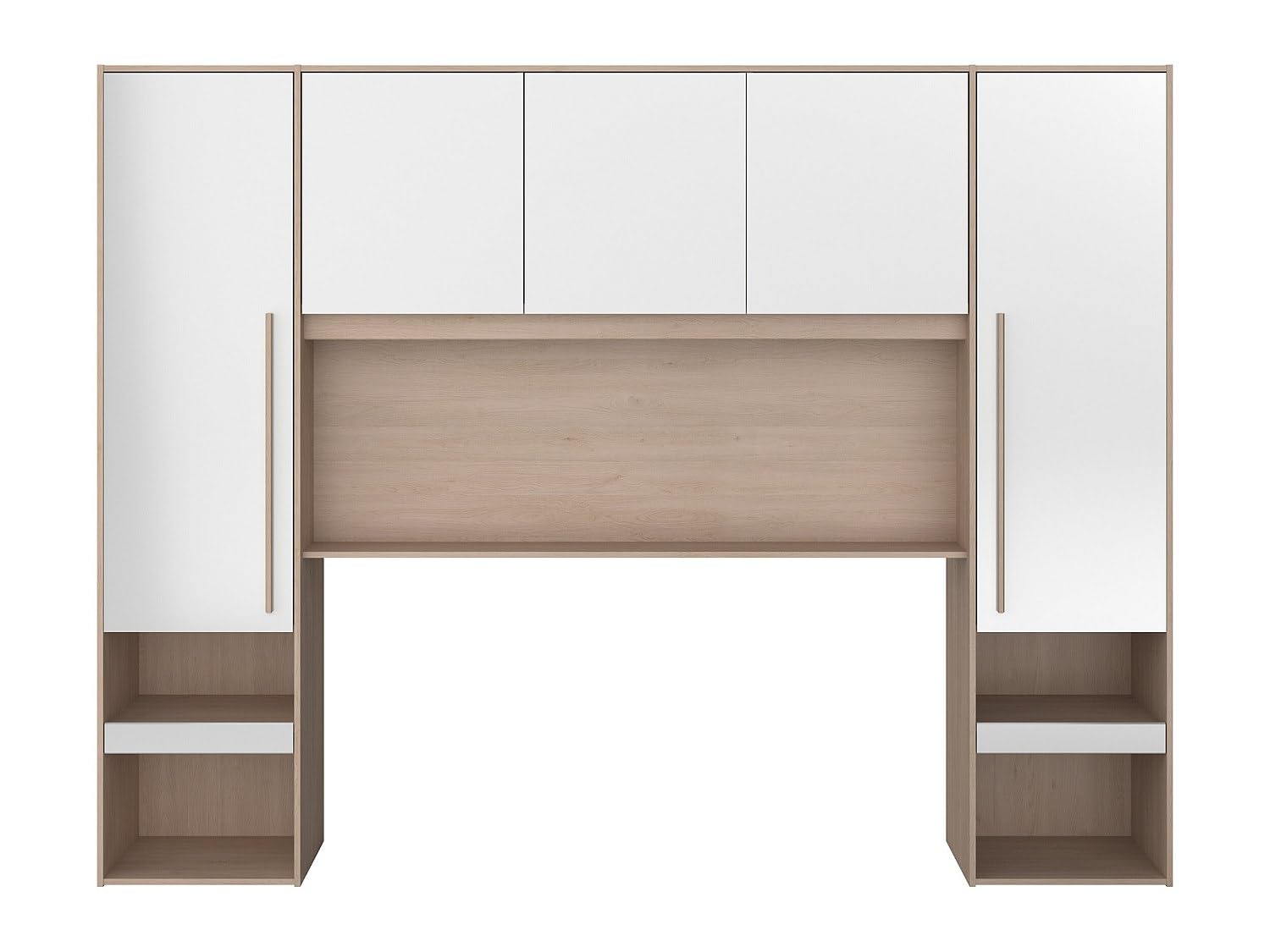 Vente-​unique - Armadio a ponte con scomparti Con LED L265 cm Bianco lucido e le - VELONA