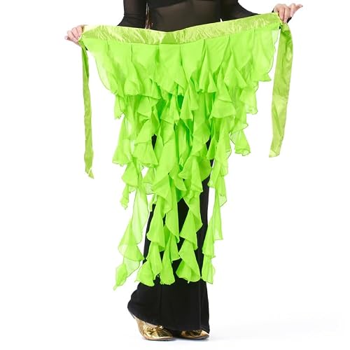 Mr.Fashion Fringed Wave Skirt Belly Dance Hip Towel Belt Skirt Waist Chain Waist Decorated Latin Dance Belt Dress for Women (Fruit Green)