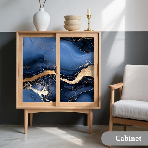 Image of Nuxovilar Navy Gold Marble Vein Wallpaper Peel Stick Vinyl 15.75x118.11