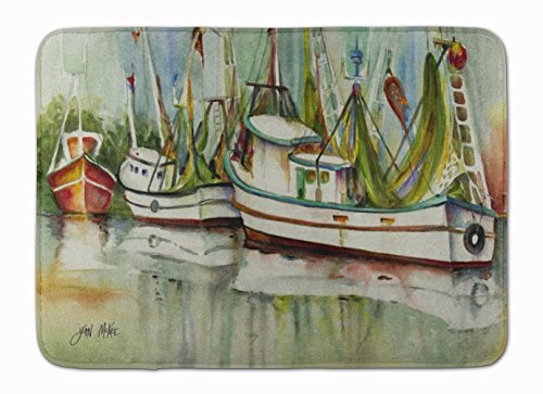 Caroline's Treasures JMK1067RUG Ocean Springs Shrimper Machine Washable Memory Foam Mat, Bathroom Rug, Non-Slip Bath Mat, Durable Thick Washable Rugs for Kitchen, Bathroom Quick Dry, Decorative Artwor