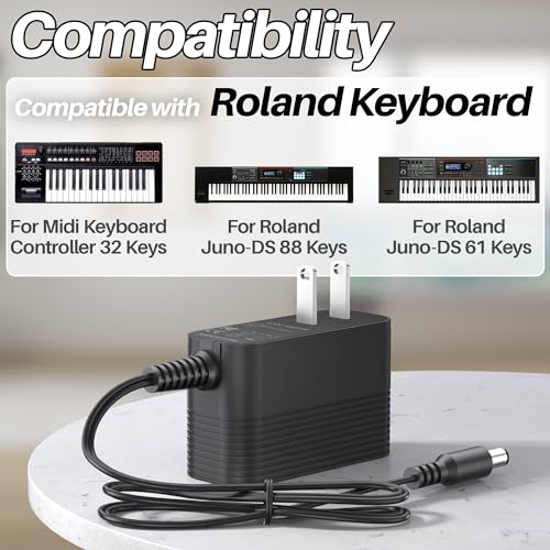 Image of 9V Power Supply for Roland PSB-1U Power Adapter for Roland Keyboard | PSB-120 ACB-120 ACF-120 ACK-120 ACI-120 VG-99 GT-10 SPD-SX AX-09 FA-06 Electronic Keyboard Charger AC-DC Replacement