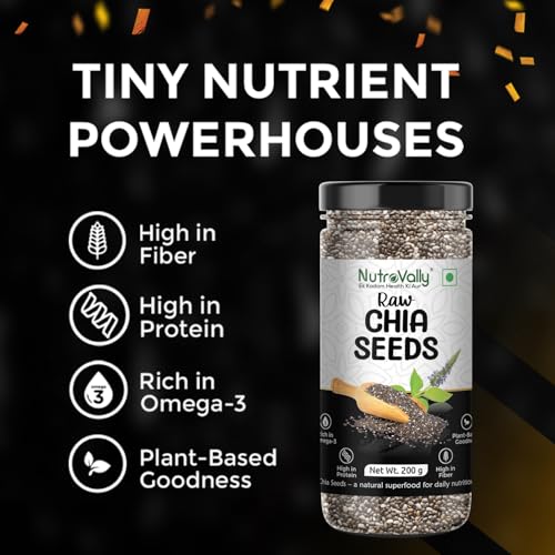 Image of NutroVally Chia Seeds & Pumpkin Seeds Combo - 400g (200g Each) |High in Omega-3, Fiber, Protein & Antioxidants |Super Combo Seeds for Digestion, Bone Strength, Energy & Weight Management |Seeds combo