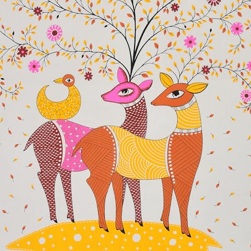 Image of Rajasthani Jaipuri Sanganeri Printed 144 TC 100% Cotton Bed Sheet Set for Double Bed,Deer Pattern, Double Bedsheet Cotton with 2 Pillow Covers
