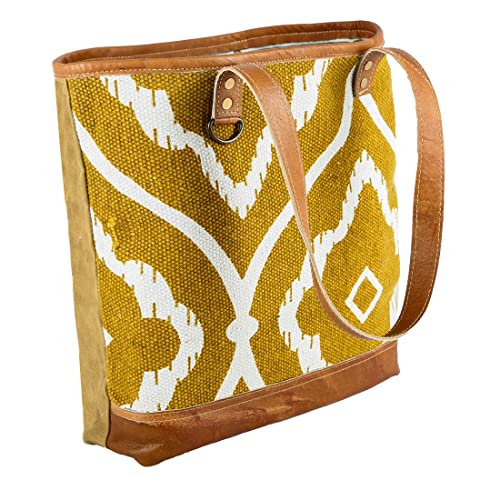 Bolso Tote de cuero y tela reciclada KPL miniatura 2