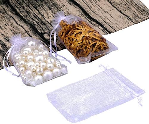 G2PLUS White Organza Gift Bags: 13x18 CM Clear Mesh Pouches, 100 PCS Organza Jewellery Bags - Image 4