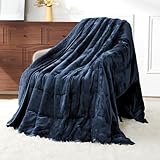 Uttermara Sherpa Fleece Weighted Blanket 15 lbs for Adult, Unicolor Ultra-Soft Fleece and Sherpa, Dual Sided Cozy Plush Blanket for Sofa Bed, 60 x 80 inches, Navy Blue