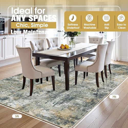 5x7 Area Rugs for Living Room Rug Washable: Abstract Tumble Large Rug for Dining Room Bedroom Carpet Non Slip 5 by 7 Indoor Modern Nursery Home Office Alfombras para Salas Modernas Multi
