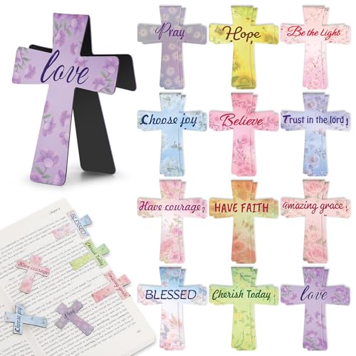 Magnetic Bookmarks - Tumwisk 24PCS Bible Bookmark Christian Bookmarks Cross Bookmark Book Magnets Magnetic Cross Page Holders for Bibles Study Religious Gifts for Teacher Students Book Lovers