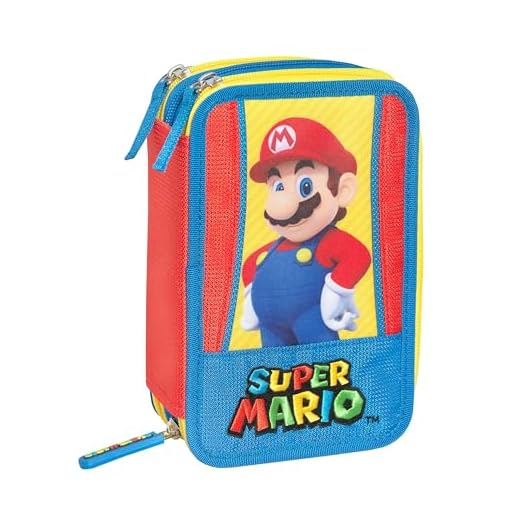 Franco Cosimo Panini Super Mario/Mario Kart Estuche 3 Cremalleras, Rojo y Azul., Estuche con 3 Cremalleras
