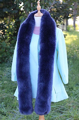 Tngan Faux Fox Fur Collar Scarf Neck Warmer Women Stole Long Scarves Shawl Wrap Navy #TOP1