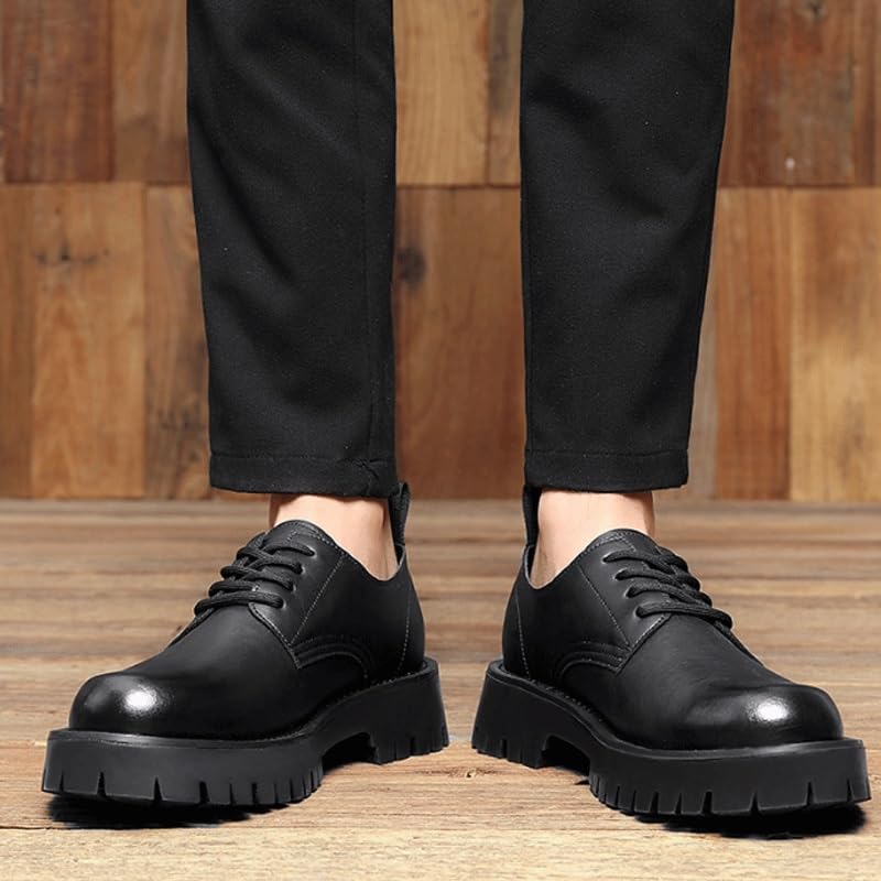 Men's Classic Formal Oxfords Classic Casual Lace Up Round Toe Lug Sole Dress Derby Shoes Work Office Business Height-Increasing Shoes3