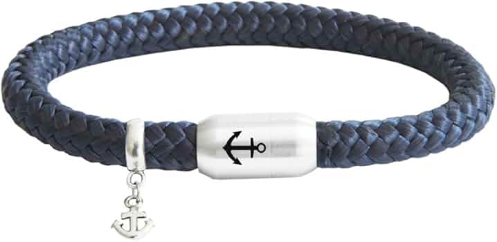 Bracciale Uomo Donna Con Ciondolo Ancora E Chiusura Magnetica – Corda Nautica 8mm, Regolabile, Impermeabile, Antiruggine