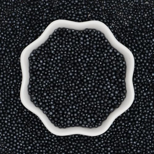 Black Nonpareils Sprinkles | 2Mm Mini Edible Pearls | Black Sprinkles | For Baking Dessert Decorating, Cake, Cupcake, Cookie, Ice Cream | Halloween Graduation Christmas Holiday Party