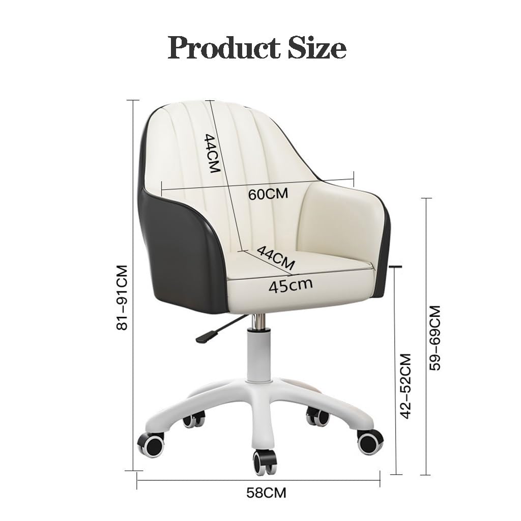 WIGSELBL Silla de cuero para oficina en casa, sillas ajustables con ruedas y respaldo ergonómicos, silla de escritorio tapizada con respaldo medio para computadora para el hogar (rosa)