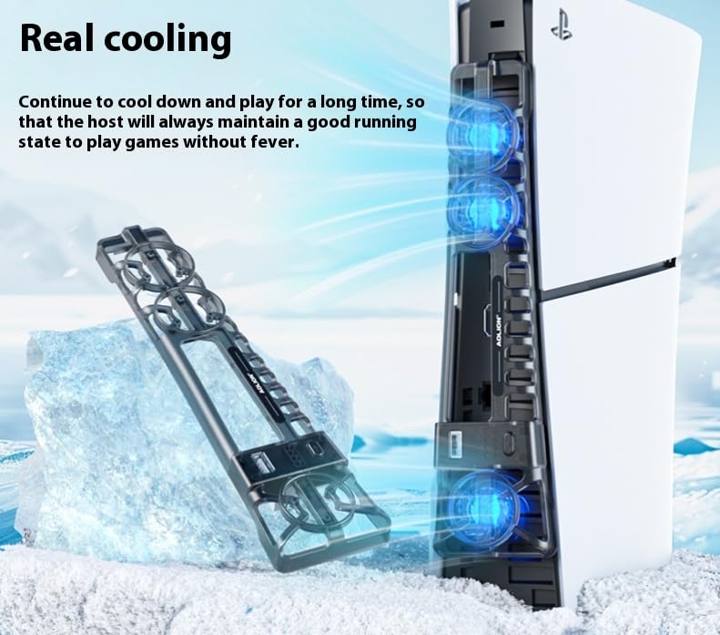 Cooling Fan for PS5 Pro/PS5 Slim/PS5 with LED Light,PlayStation 5 pro Fan Cooler System, Adjustable Speed (3 Speeds Mode),with USB Port Memory Function External Cooling Fan