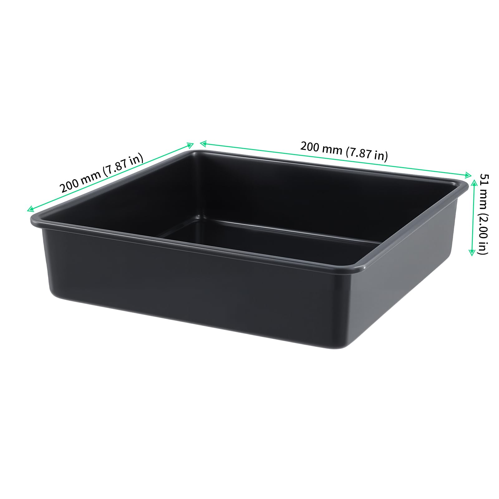 FUNSUEI Juego de 3 moldes cuadrados para hornear, 20 x 20 x 5,1 cm, color negro, antiadherente, bandeja pequeña de acero al carbono para brownies y pasteles