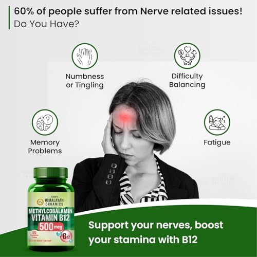 Image of Vlado's Himalayan Organics Vitamin B12 Supplements 500 mcg - Methylcobalamin B12 Vitamin Tablets for Men & Women - 60 Veg Tablets