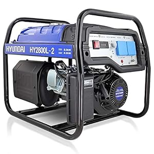 Hyundai Easy Starting Compact 2.2kw / 2.75kva 196cc 6.5hp Open Frame 4 Stroke Petrol Generator with 2x 230v 13a sockets, Suitable for industrial and home use With 3 Year Platinum Hyundai Warranty