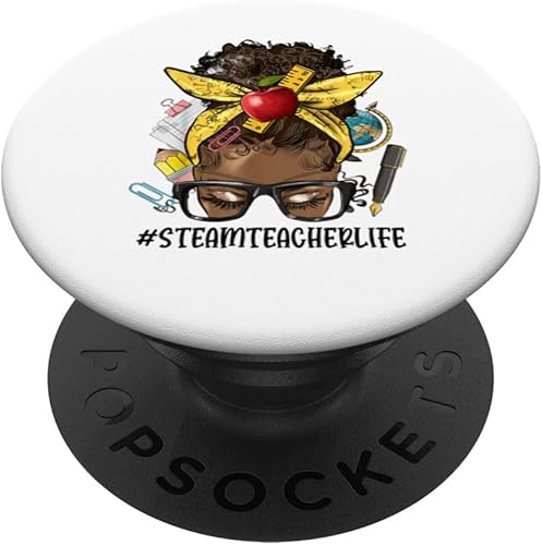 Steam Teacher life Afro Black History Women Love Kids School PopSockets Swappable PopGrip