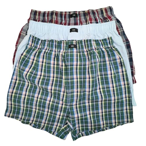 Lee Cotton Woven Boxers Trucks, 3-Pack, 100% Cotton, Sizes Small-XX-Large, Classic Fit (US, Alpha, Small, Regular, Regular, Hert-Adir-Chnby)