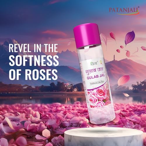 Image of Patanjali Divya Gulab Jal, Rose Water for Skin Care, Facial Toner, Hydrating Rose Essence 120ml (Pack of 8)