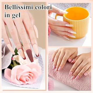 Kit Unghie Gel Completo, Phoenixy 8 Colori Rosa Gel Ricostruzione Unghie con Lampada per Unghie 36W U V/LED, Kit Ricostruzione Unghie Professionale con Base y Top Coat