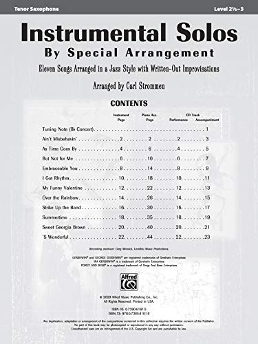 Instrumental Solos by Special Arrangement (11 Songs Arranged in Jazz Styles with Written-Out Improvisations): Tenor Saxophone, Book & CD image 5