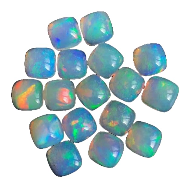 Opale éthiopienne 6 mm AAA : 20 cabochons carrés naturels pour création joaillière de prestige