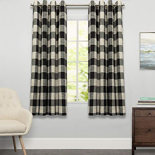 Image of Sweet Home Collection Window Curtains Treatment Panel 63 inch or 84 inch Long in Stylish and Unique Patterns and Designs for All Home Decor Courtyard Black