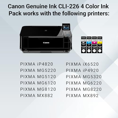 Canon CLI-226 Genuine Color Pack with 50 Photo Paper Sheets, Compatible with iP4820, MG5220, MG5120, MG6120, MG8120, MX882, iX6520, iP4920, MG5320, MG6220, MG8220, and MX892 Printers - image 6