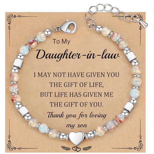 Christmas Gifts for Women, Stocking Stuffers for Teens Beaded Bracelets for Women Gifts for Mom Christmas Gift Mothers Day Gift for Grandma Daughter Bonus Mom Nature Stone Bead Bracelet Graduation Jewelry for Her 2026