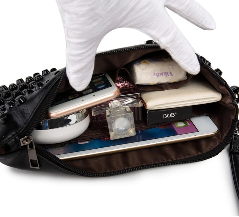 Women Clutch Bag Gothic Punk PU Leather Studded Crossbody Bag Rivet Wristlet Handbag Envelope Clutches For Women Lady - Image 2