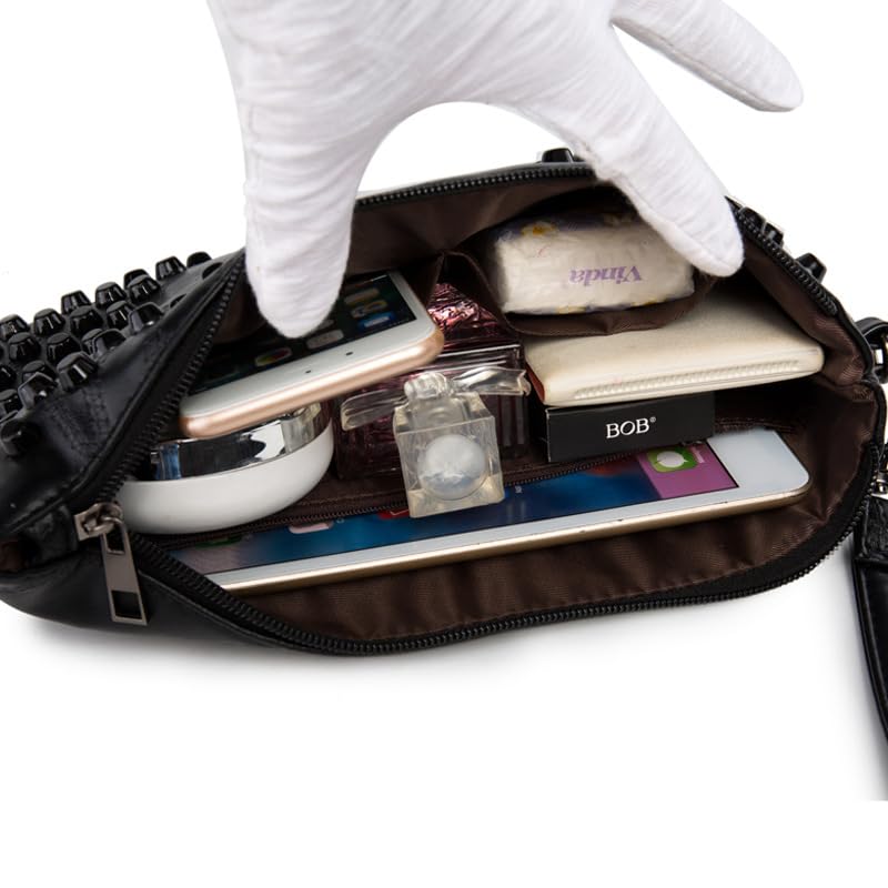 Image of Women Clutch Bag Gothic Punk PU Leather Studded Crossbody Bag Rivet Wristlet Handbag Envelope Clutches For Women Lady